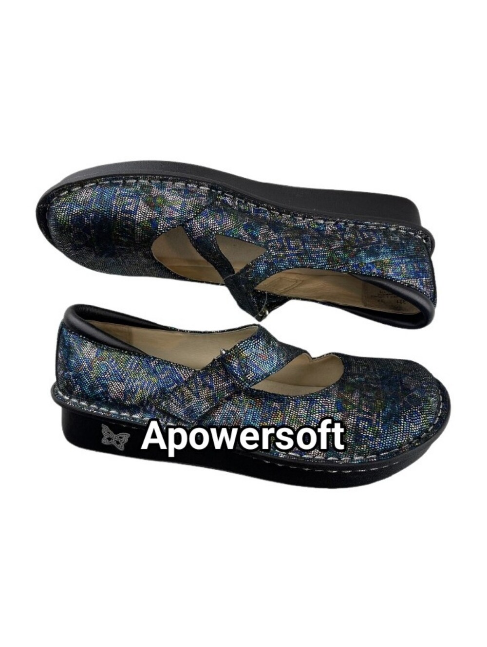 Alegria Metallic Multicolor Geometric Print Mary Jane Shoes Size 9